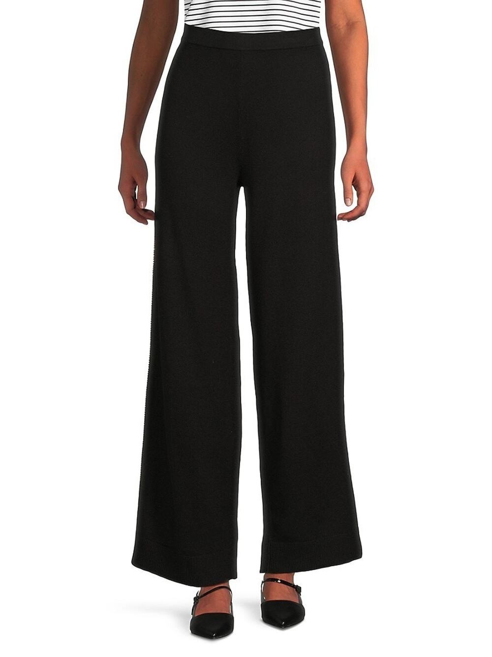 Karl Lagerfeld Paris Lounge Pants Womens Medium Black Wide Leg Crystal Trim NWT